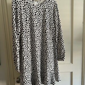 LOFT Black and White Patterned Midi Dress